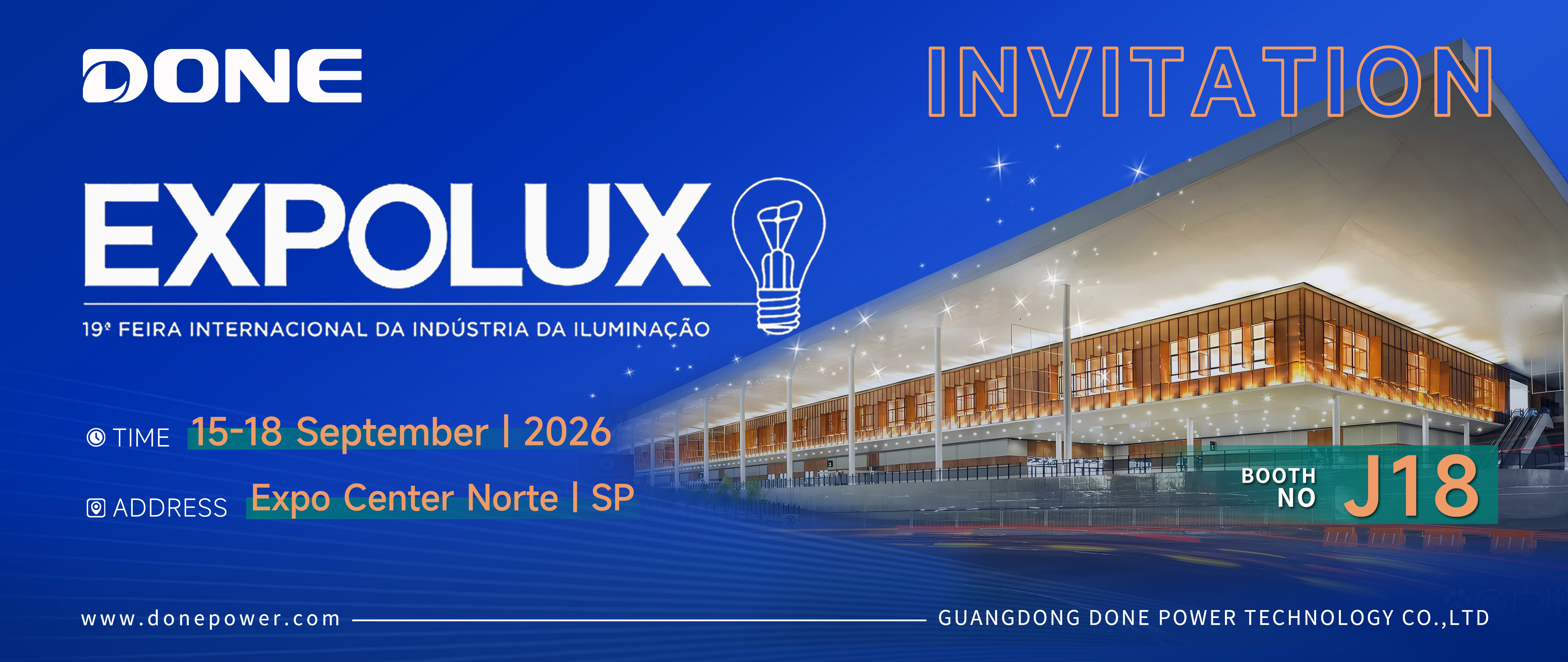 Meet Us in Brazil | DONE Power's Four Product Lines to Unveil at Expolux 2026 – J18, See You There